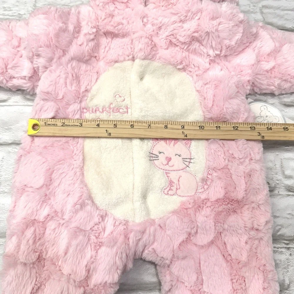 Infant Baby Girls Winter Jumpsuit 6M Pink‎ Fur Hooded Outfit Kitten Warm Fuzzy